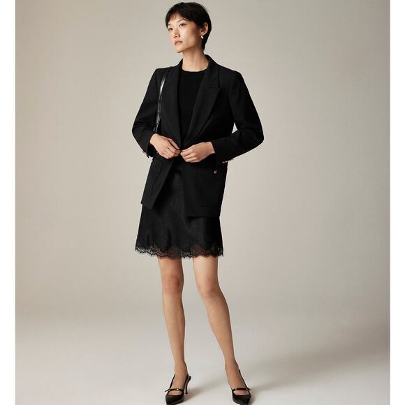 J.Crew Vivienne Blazer Italian Bi Stretch Wool Blend Black Classic $348 US 0 NWT - Picture 2 of 16